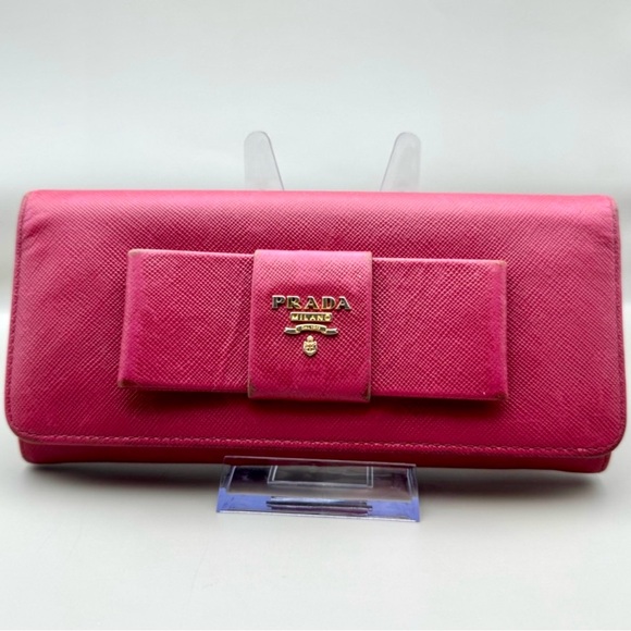 Pink PRADA Saffiano Leather Wallet- pink - Picture 1 of 8